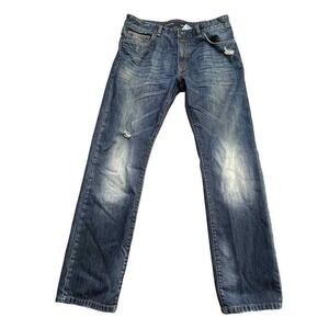 Rocawear Straight‎ Fit Jeans Mens Blue Measured 35x32 Y2K Baggy Distressed
